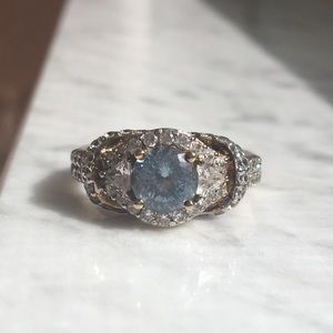 Light Blue and White CZ Ring Size 6